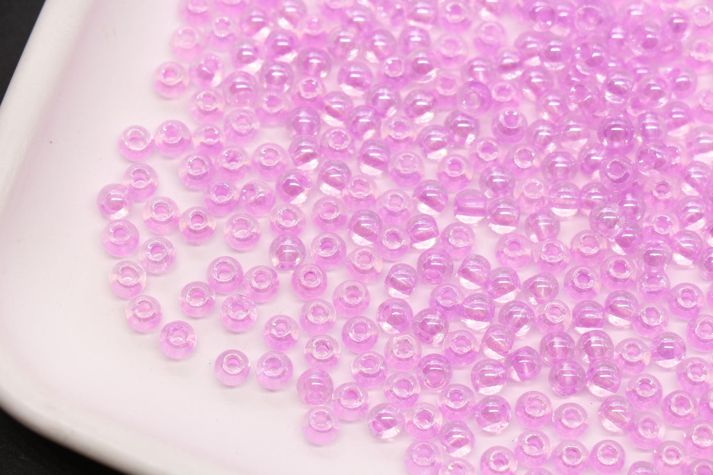 4mm Purple Lined Glass Beads, Glossy Transparent Round Seed Beads for Bracelets, Clear Lavender Spacer Beads, DIY Jewelry Supplies #2921