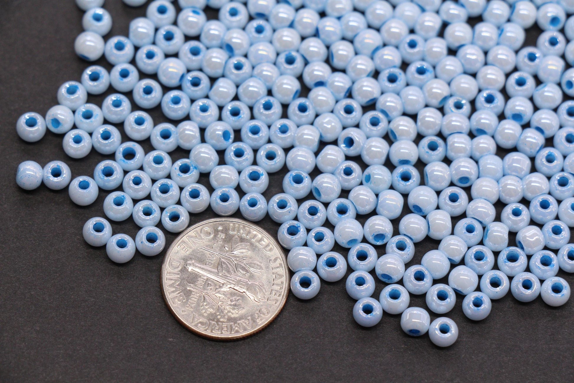 4mm Light Blue Pearlized Glass Beads, Round Glass Spacer Beads for Bracelets, Small Seed Beads, DIY Jewelry Supplies #3984
