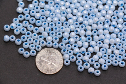 4mm Light Blue Pearlized Glass Beads, Round Glass Spacer Beads for Bracelets, Small Seed Beads, DIY Jewelry Supplies #3984