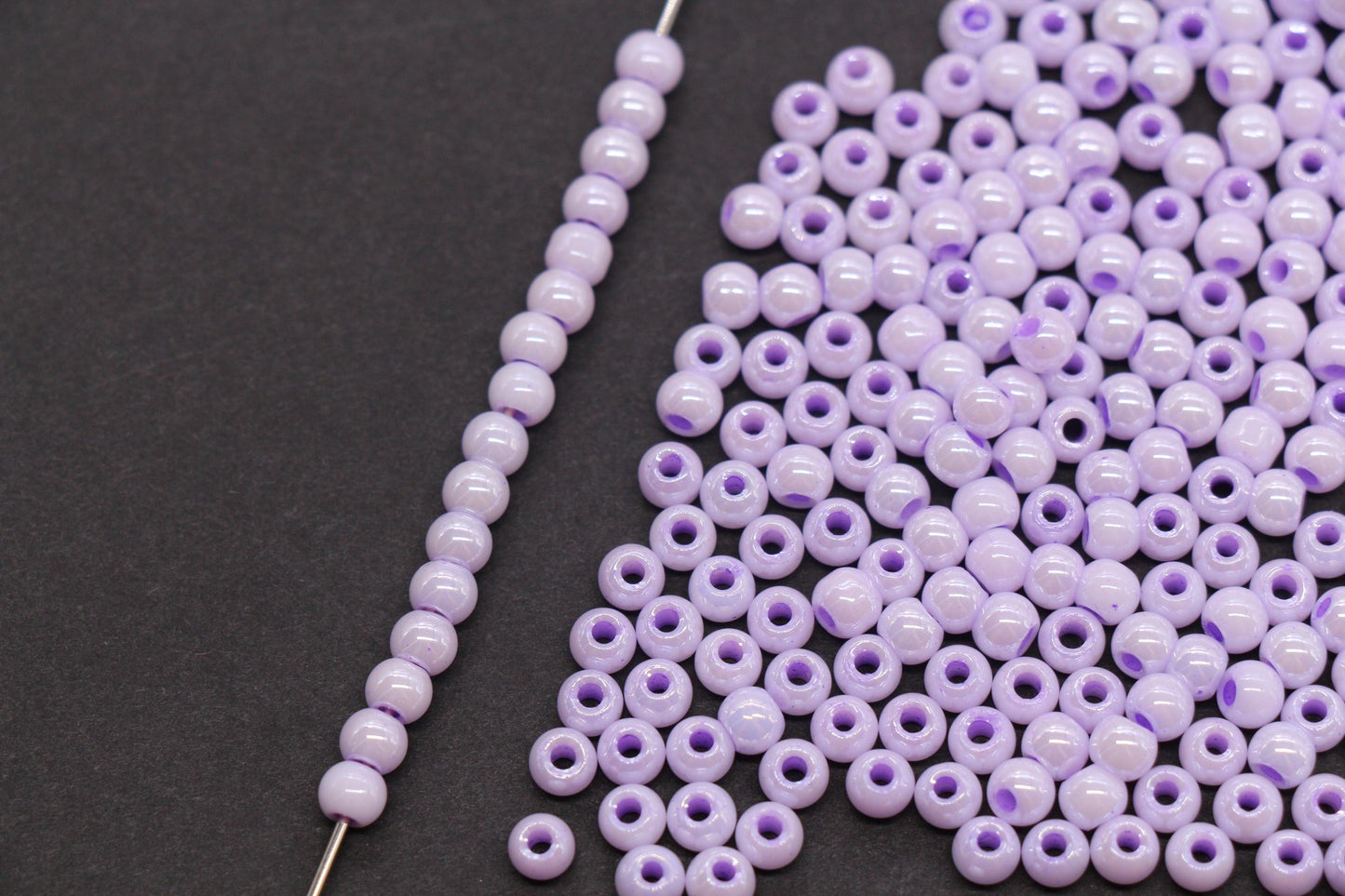 4mm Lilac Purple Pearlized Glass Beads, Round Glass Spacer Beads for Bracelets, Small Seed Beads, DIY Jewelry Supplies #3986
