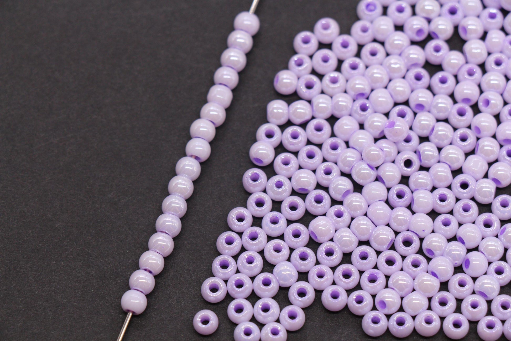 4mm Lilac Purple Pearlized Glass Beads, Round Glass Spacer Beads for Bracelets, Small Seed Beads, DIY Jewelry Supplies #3986