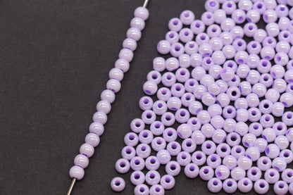 4mm Light Lavender Pearlized Glass Beads, Round Glass Spacer Beads for Bracelets, Small Seed Beads, DIY Jewelry Supplies #3985