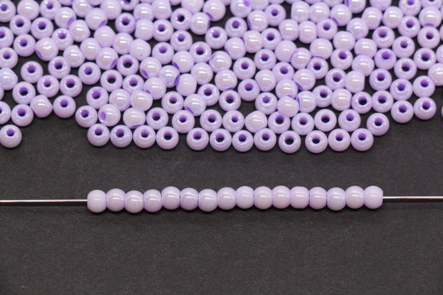 4mm Lilac Purple Pearlized Glass Beads, Round Glass Spacer Beads for Bracelets, Small Seed Beads, DIY Jewelry Supplies #3986