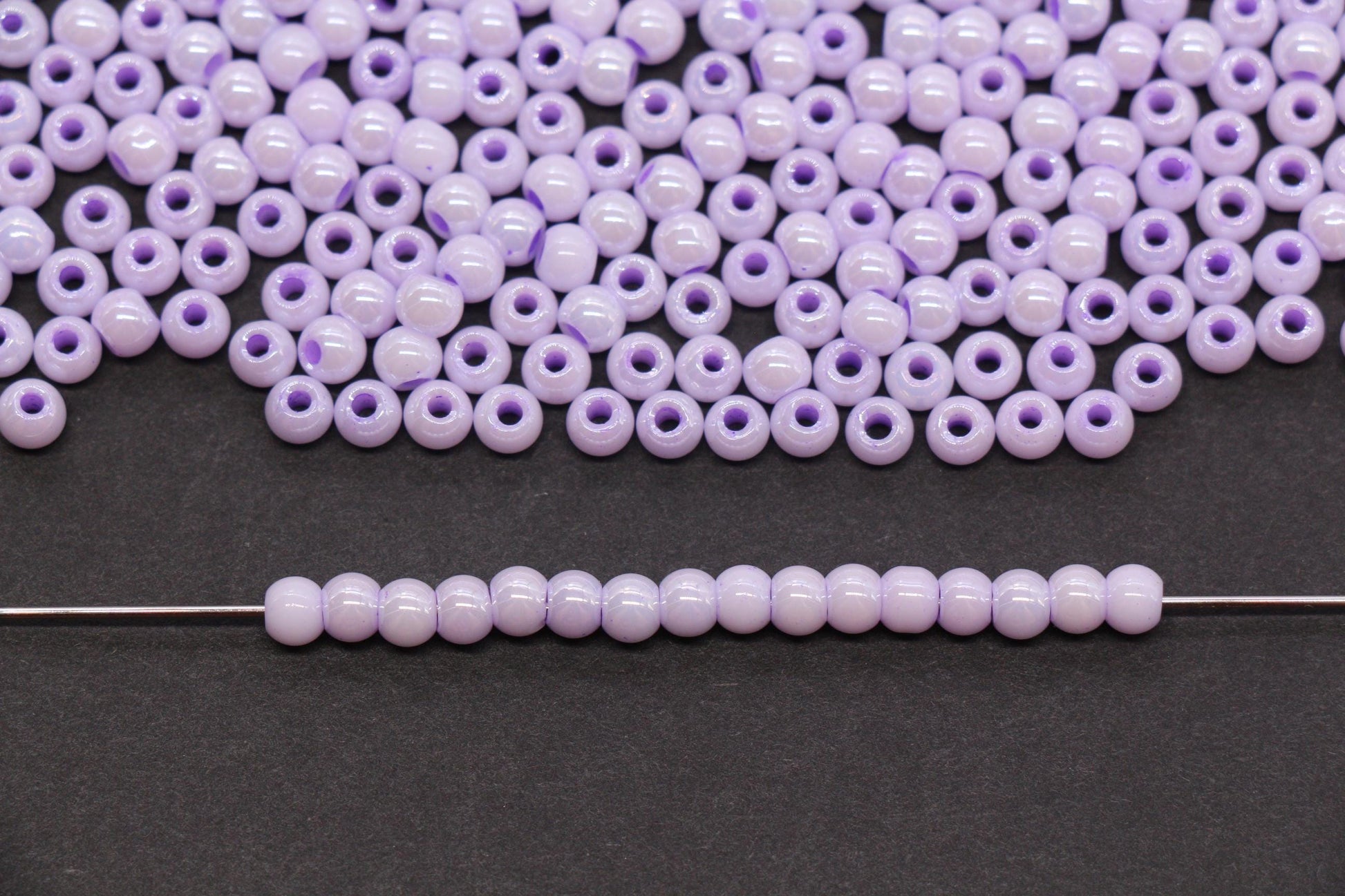 4mm Lilac Purple Pearlized Glass Beads, Round Glass Spacer Beads for Bracelets, Small Seed Beads, DIY Jewelry Supplies #3986