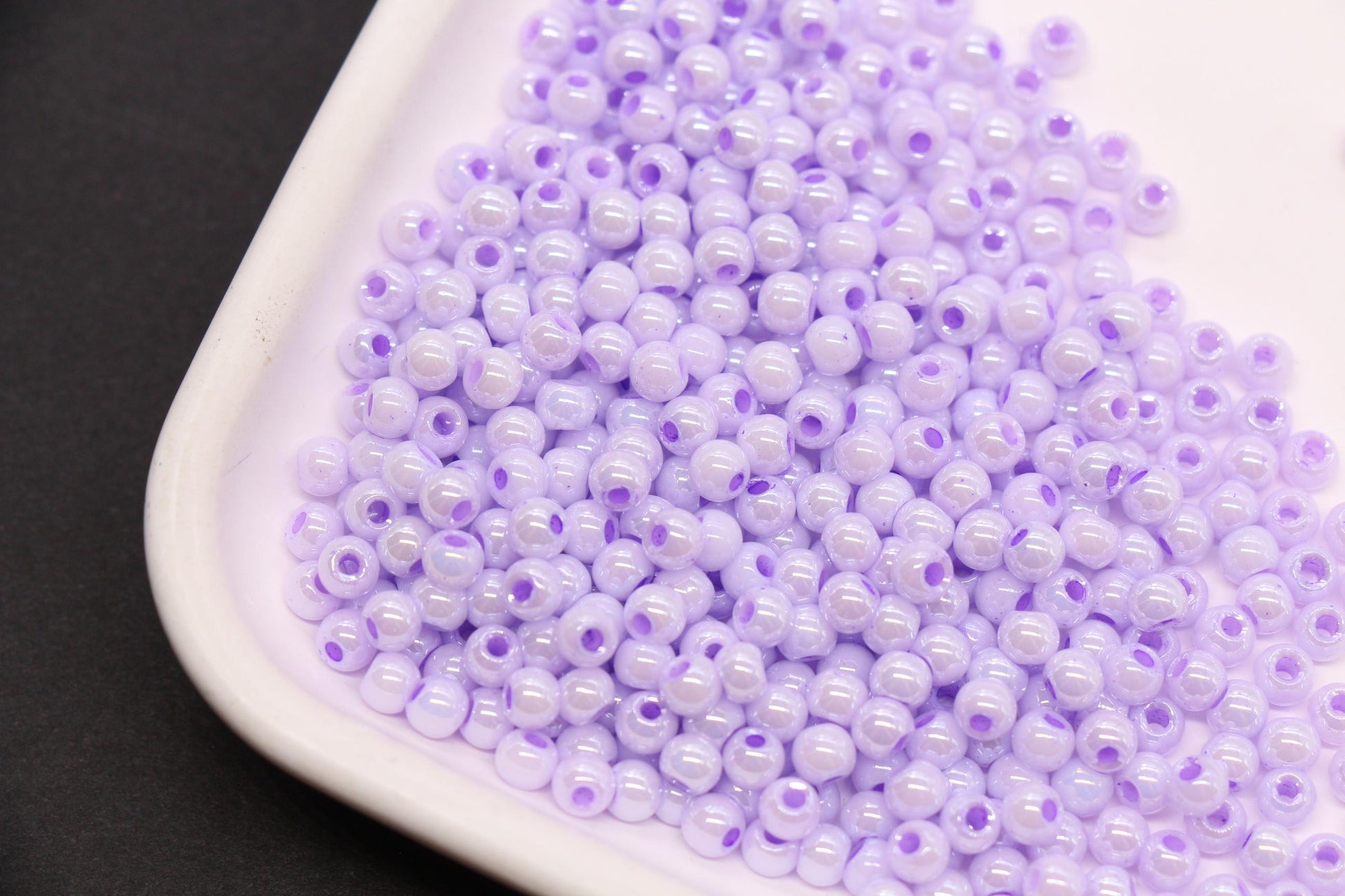 4mm Lilac Purple Pearlized Glass Beads, Round Glass Spacer Beads for Bracelets, Small Seed Beads, DIY Jewelry Supplies #3986
