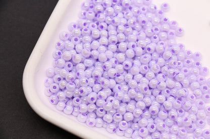 4mm Lilac Purple Pearlized Glass Beads, Round Glass Spacer Beads for Bracelets, Small Seed Beads, DIY Jewelry Supplies #3986