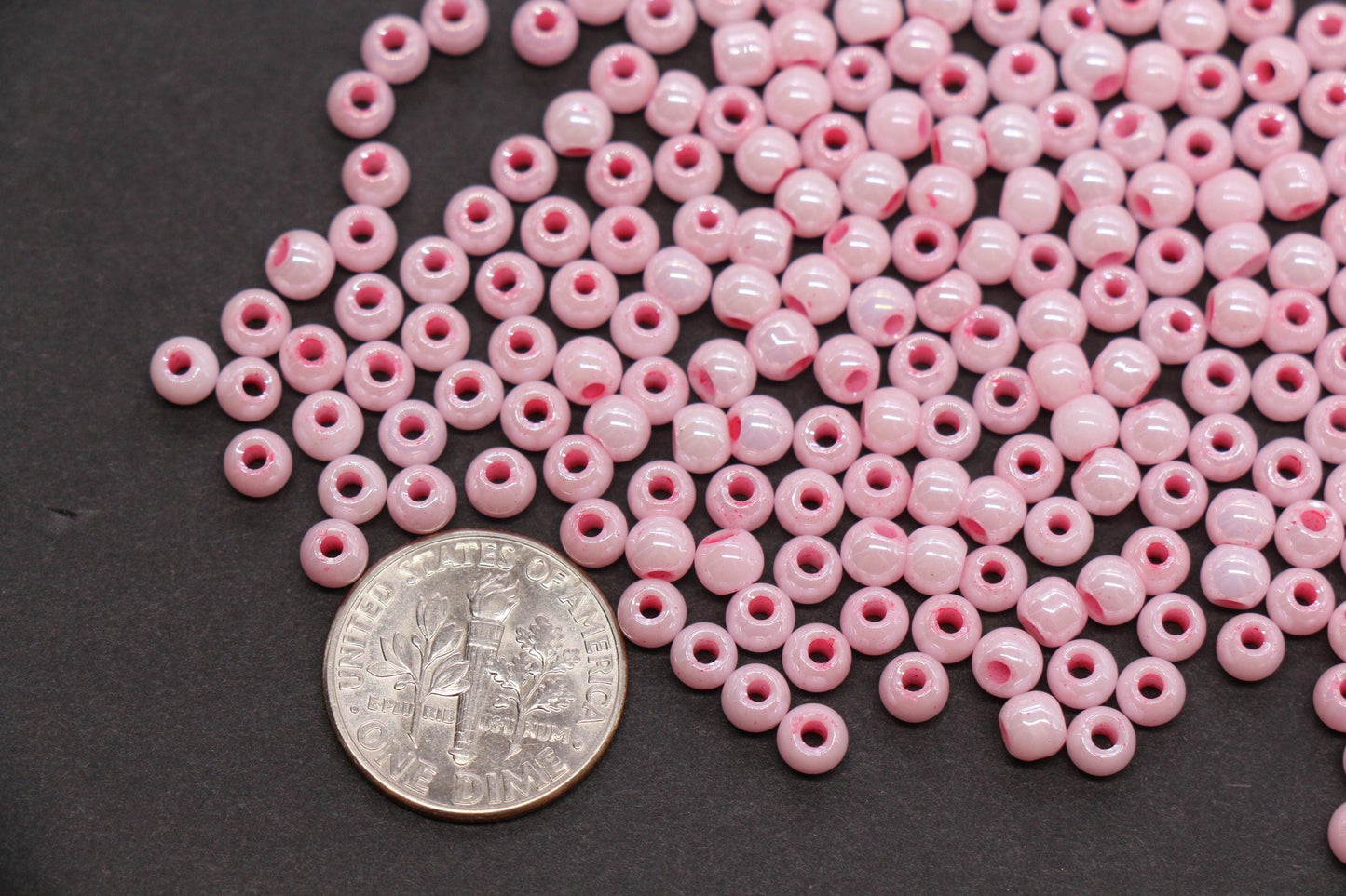 4mm Bright Pink Pearlized Glass Beads, Round Glass Spacer Beads for Bracelets, Small Seed Beads, DIY Jewelry Supplies #3987