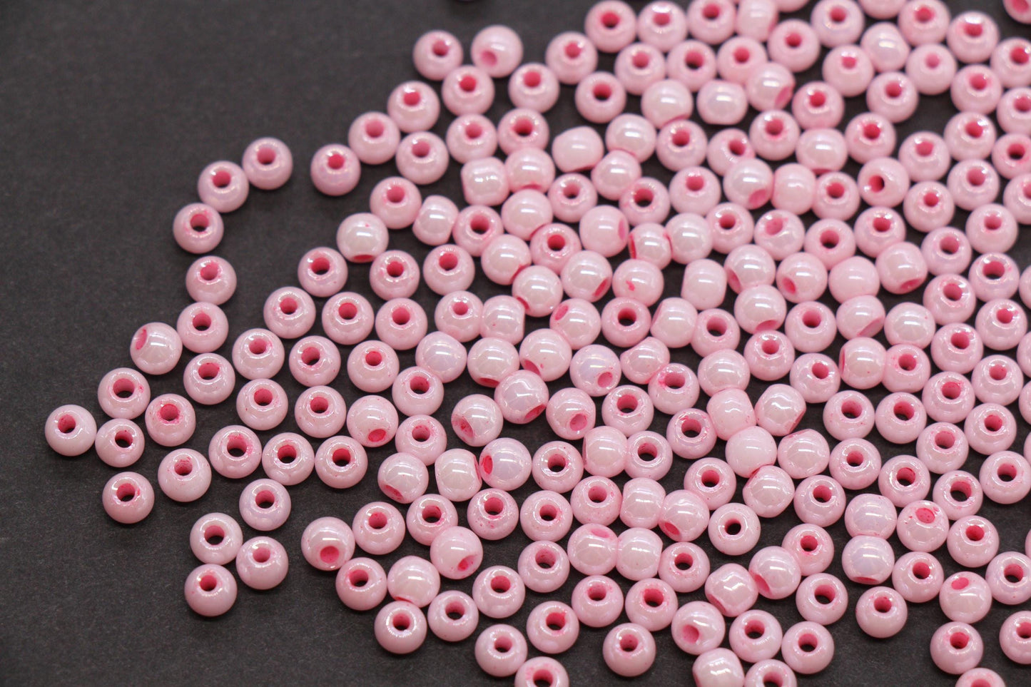 4mm Bright Pink Pearlized Glass Beads, Round Glass Spacer Beads for Bracelets, Small Seed Beads, DIY Jewelry Supplies #3987