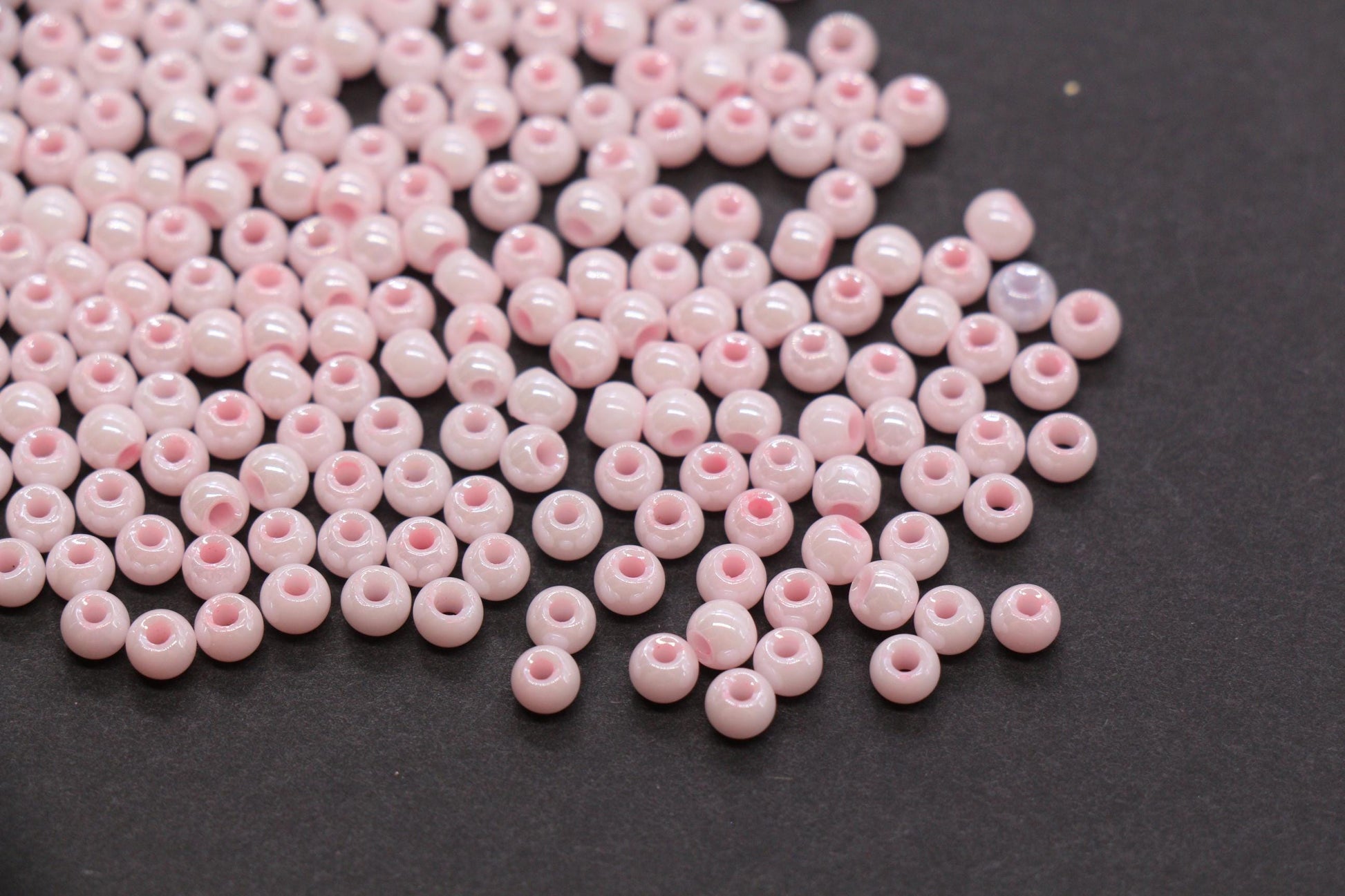 4mm Light Pink Pearlized Glass Beads, Round Glass Spacer Beads for Bracelets, Small Seed Beads, DIY Jewelry Supplies #3988
