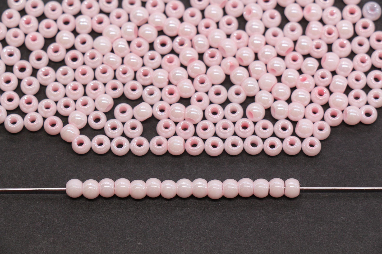 4mm Light Pink Pearlized Glass Beads, Round Glass Spacer Beads for Bracelets, Small Seed Beads, DIY Jewelry Supplies #3988