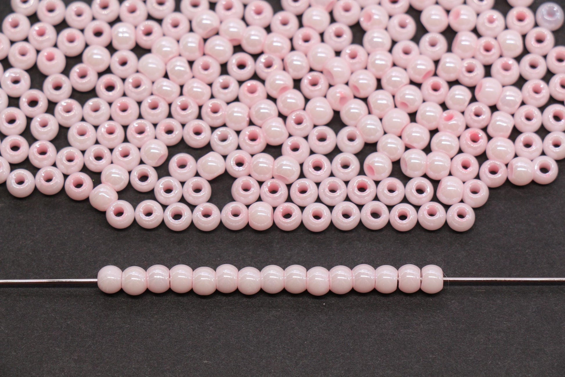 4mm Light Pink Pearlized Glass Beads, Round Glass Spacer Beads for Bracelets, Small Seed Beads, DIY Jewelry Supplies #3988