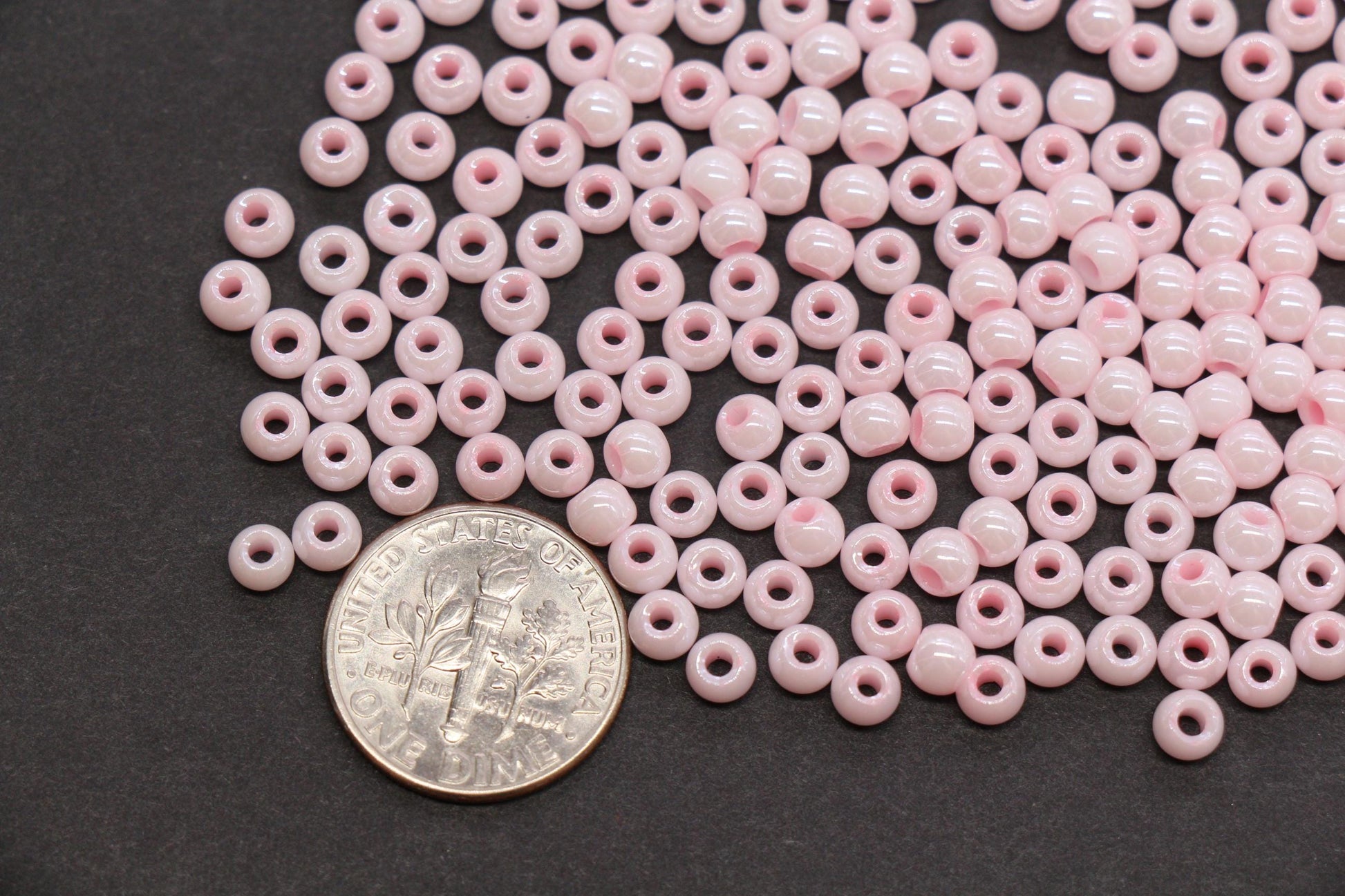 4mm Light Pink Pearlized Glass Beads, Round Glass Spacer Beads for Bracelets, Small Seed Beads, DIY Jewelry Supplies #3988