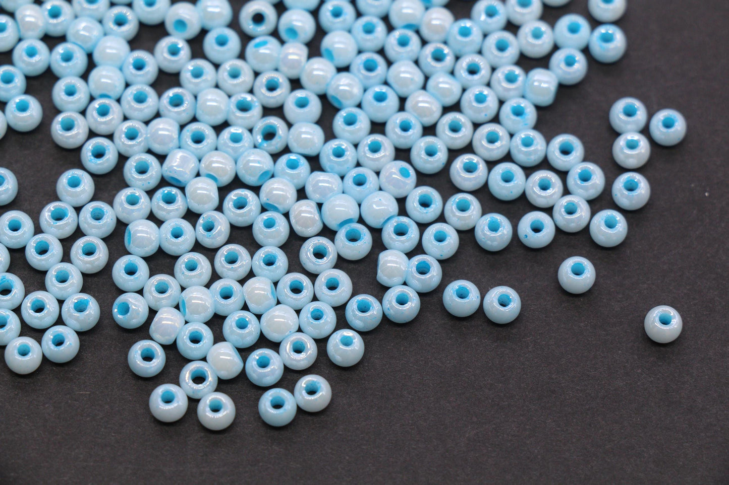 4mm Baby Blue Pearlized Glass Beads, Round Glass Spacer Beads for Bracelets, DIY Jewelry Supplies #3989