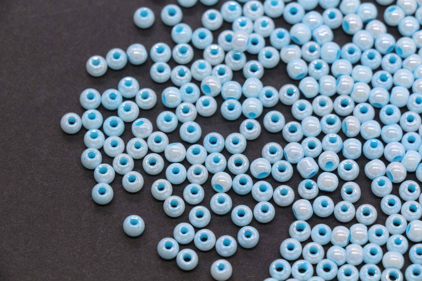4mm Baby Blue Pearlized Glass Beads, Round Glass Spacer Beads for Bracelets, DIY Jewelry Supplies #3989