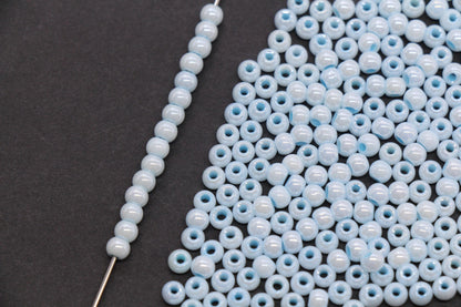 4mm Light Sky Blue Pearlized Glass Beads, Round Glass Beads for Bracelets, DIY Jewelry Supplies #3990