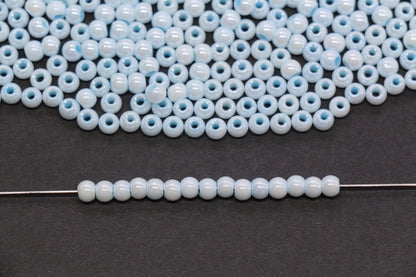 4mm Light Sky Blue Pearlized Glass Beads, Round Glass Beads for Bracelets, DIY Jewelry Supplies #3990