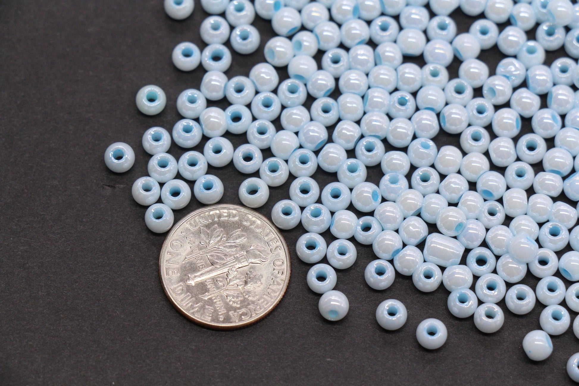 4mm Light Sky Blue Pearlized Glass Beads, Round Glass Beads for Bracelets, DIY Jewelry Supplies #3990