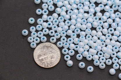 4mm Light Sky Blue Pearlized Glass Beads, Round Glass Beads for Bracelets, DIY Jewelry Supplies #3990
