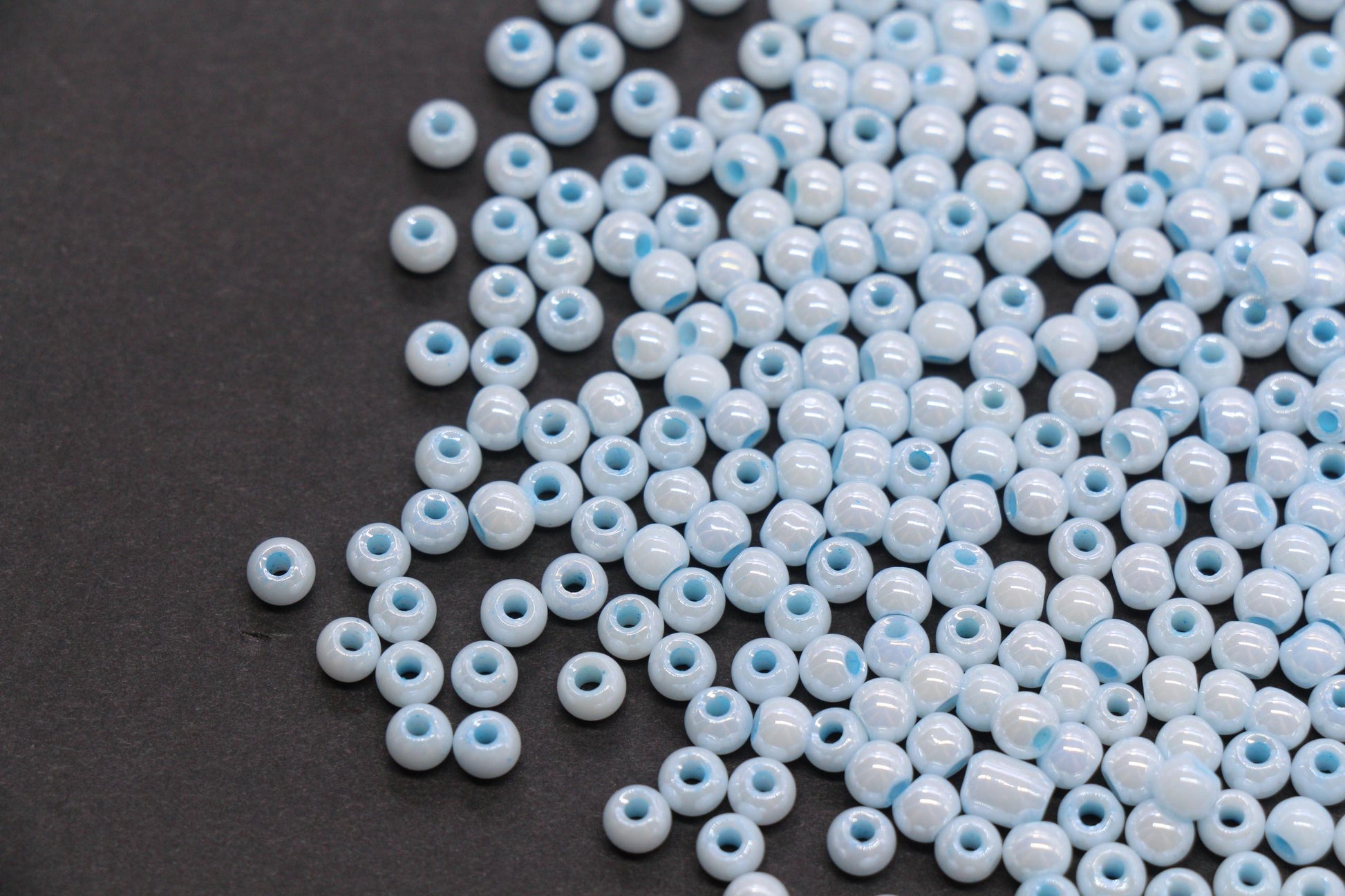 4mm Light Sky Blue Pearlized Glass Beads, Round Glass Beads for Bracelets, DIY Jewelry Supplies #3990