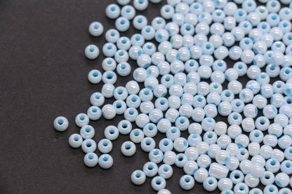 4mm Light Sky Blue Pearlized Glass Beads, Round Glass Beads for Bracelets, DIY Jewelry Supplies #3990