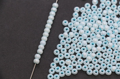 4mm Aqua Blue Pearlized Glass Beads, Round Glass Beads for Bracelets, DIY Jewelry Supplies #3991