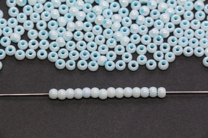 4mm Aqua Blue Pearlized Glass Beads, Round Glass Beads for Bracelets, DIY Jewelry Supplies #3991