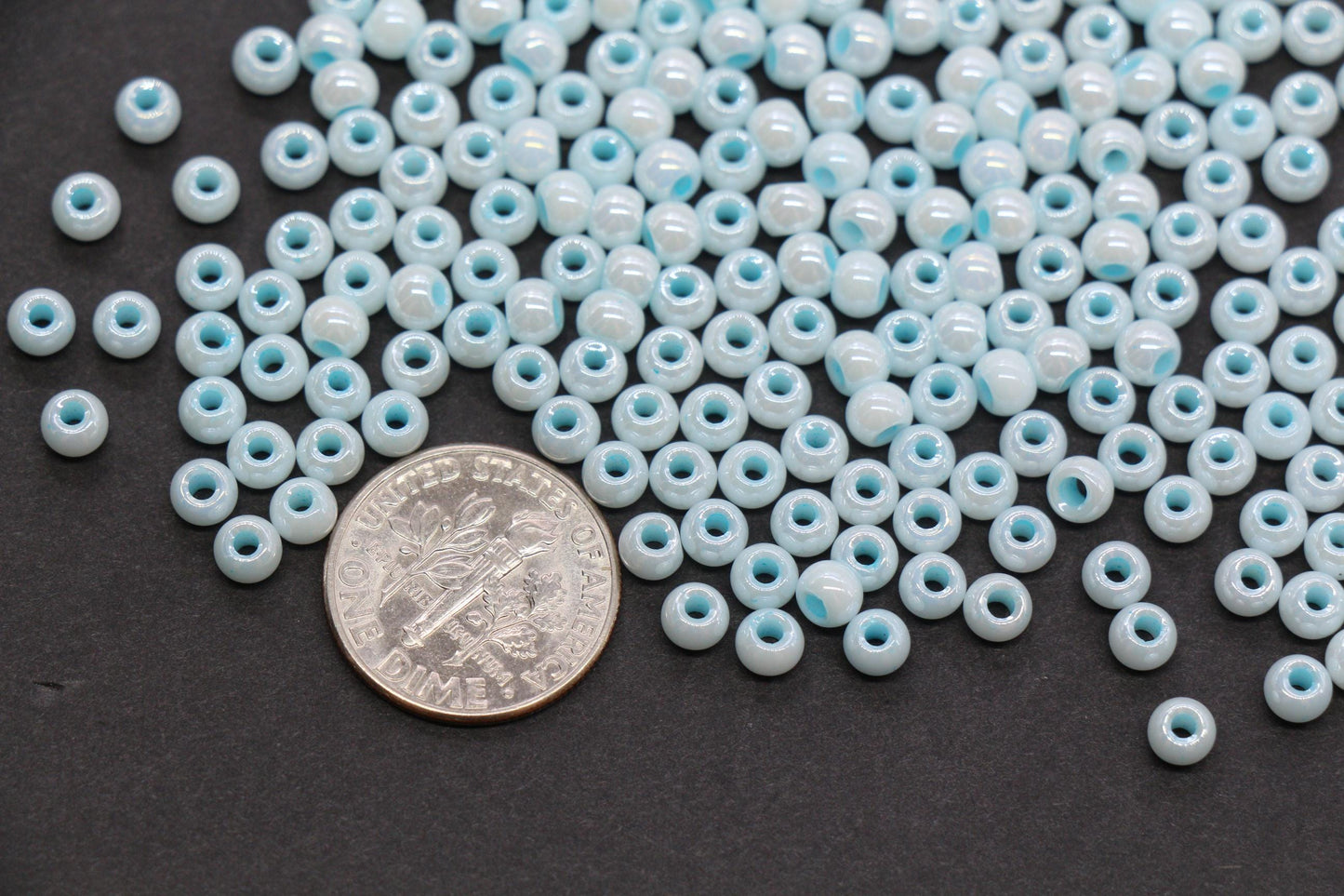 4mm Aqua Blue Pearlized Glass Beads, Round Glass Beads for Bracelets, DIY Jewelry Supplies #3991