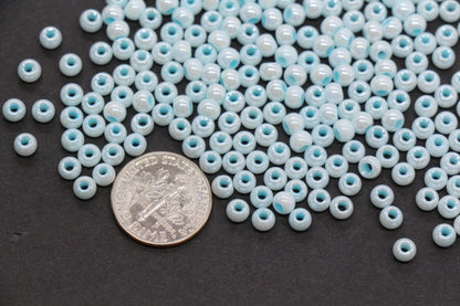 4mm Aqua Blue Pearlized Glass Beads, Round Glass Beads for Bracelets, DIY Jewelry Supplies #3991