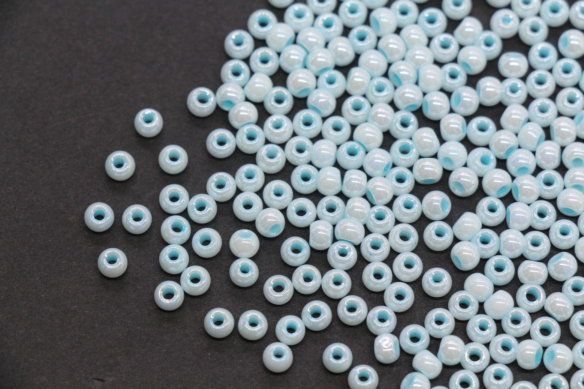4mm Aqua Blue Pearlized Glass Beads, Round Glass Beads for Bracelets, DIY Jewelry Supplies #3991