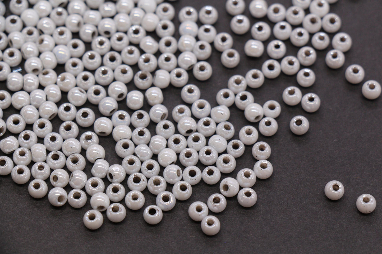 4mm Light Gray Pearlized Glass Beads, Round Glass Spacer Beads for Bracelets, DIY Jewelry Supplies #3992