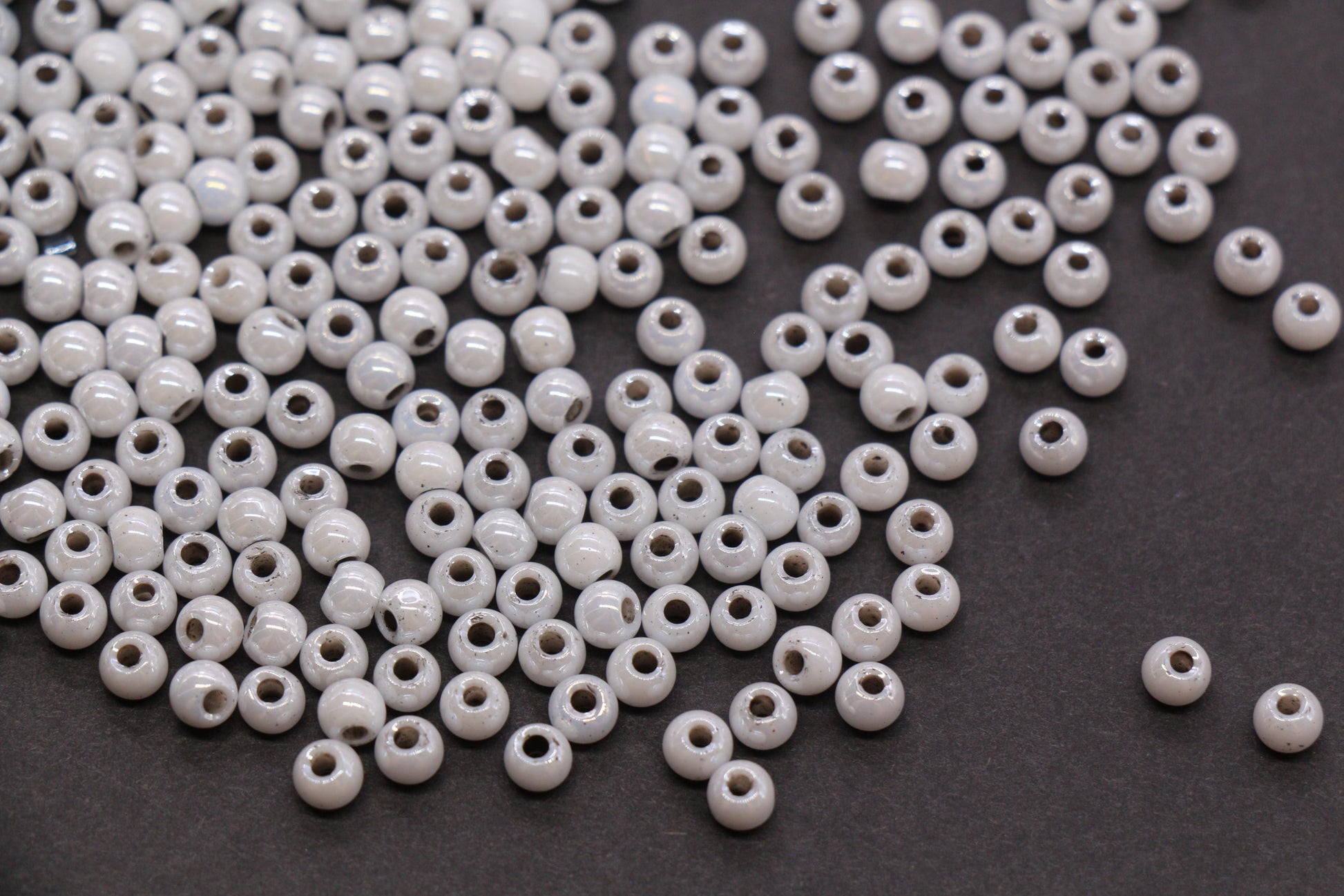 4mm Light Gray Pearlized Glass Beads, Round Glass Spacer Beads for Bracelets, DIY Jewelry Supplies #3992