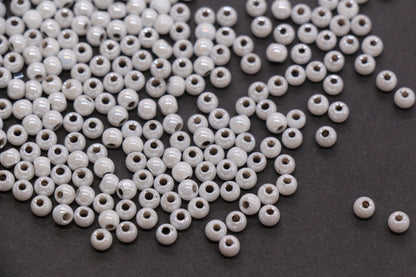 4mm Light Gray Pearlized Glass Beads, Round Glass Spacer Beads for Bracelets, DIY Jewelry Supplies #3992