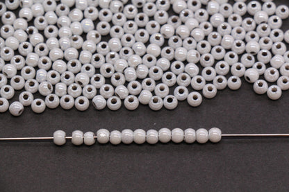 4mm Light Gray Pearlized Glass Beads, Round Glass Spacer Beads for Bracelets, DIY Jewelry Supplies #3992