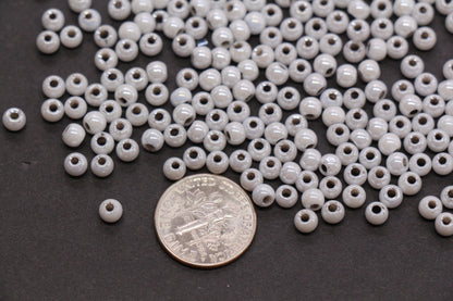 4mm Light Gray Pearlized Glass Beads, Round Glass Spacer Beads for Bracelets, DIY Jewelry Supplies #3992
