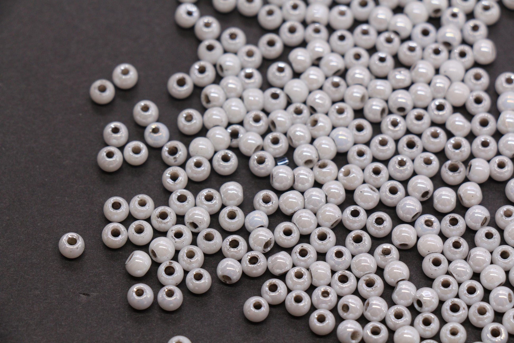 4mm Light Gray Pearlized Glass Beads, Round Glass Spacer Beads for Bracelets, DIY Jewelry Supplies #3992