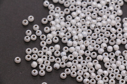 4mm Light Gray Pearlized Glass Beads, Round Glass Spacer Beads for Bracelets, DIY Jewelry Supplies #3992
