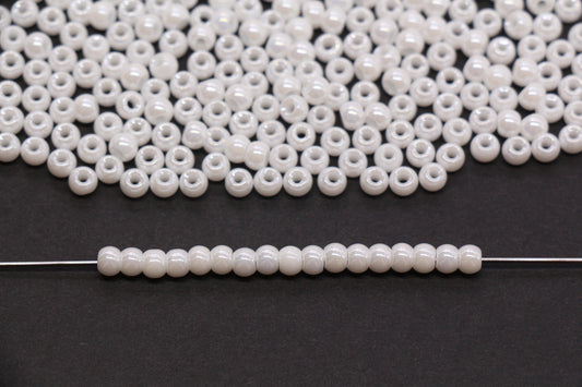 4mm White Pearlized Glass Beads, Round Glass Spacer Beads for Bracelets, DIY Jewelry Supplies #3994