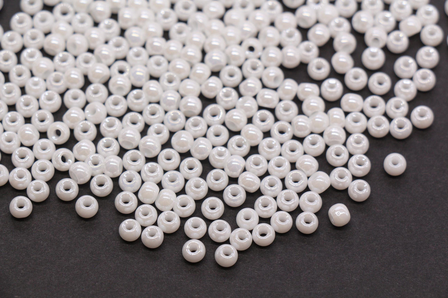 4mm White Pearlized Glass Beads, Round Glass Spacer Beads for Bracelets, DIY Jewelry Supplies #3994