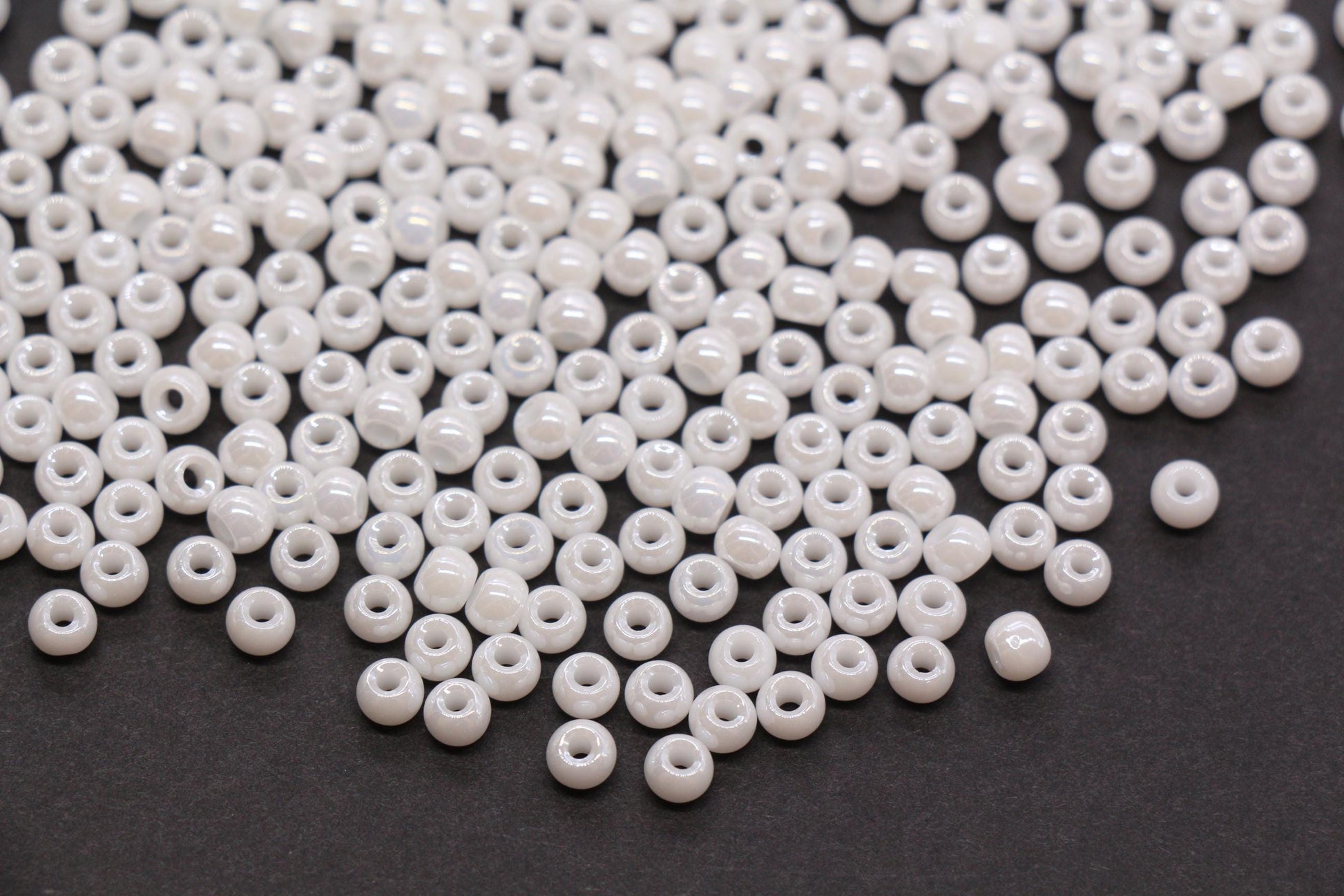 4mm White Pearlized Glass Beads, Round Glass Spacer Beads for Bracelets, DIY Jewelry Supplies #3994