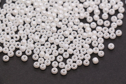 4mm White Pearlized Glass Beads, Round Glass Spacer Beads for Bracelets, DIY Jewelry Supplies #3994