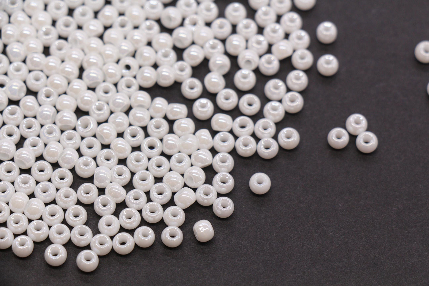 4mm White Pearlized Glass Beads, Round Glass Spacer Beads for Bracelets, DIY Jewelry Supplies #3994