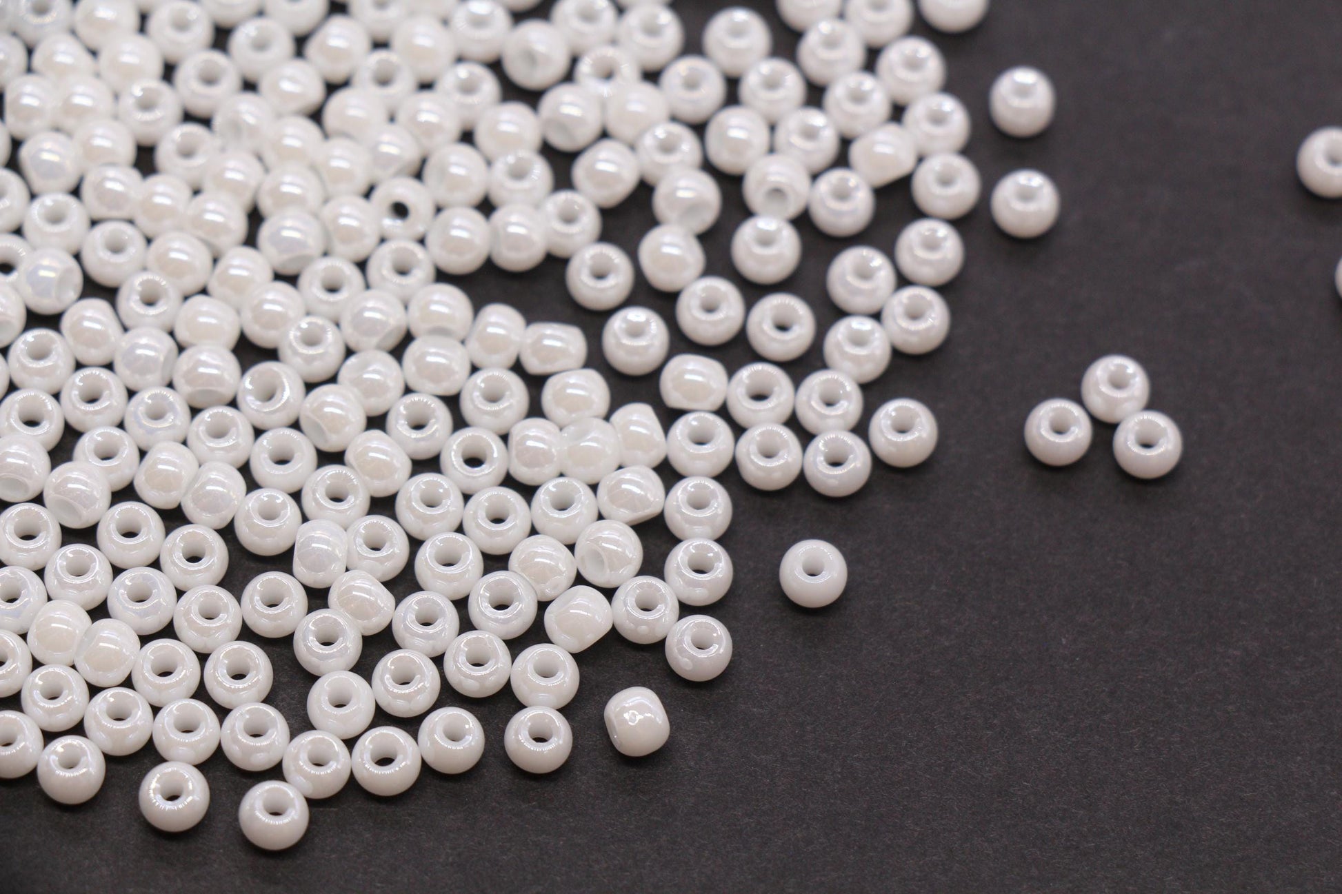 4mm White Pearlized Glass Beads, Round Glass Spacer Beads for Bracelets, DIY Jewelry Supplies #3994