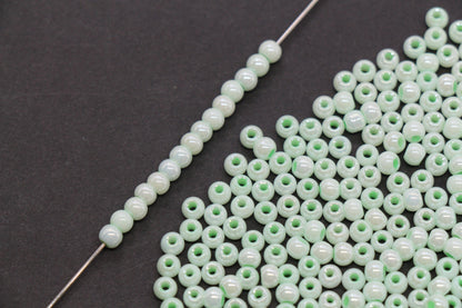 4mm Mint Green Pearlized Glass Beads, Round Glass Spacer Beads for Bracelets, DIY Jewelry Supplies #3995
