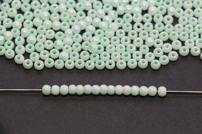 4mm Mint Green Pearlized Glass Beads, Round Glass Spacer Beads for Bracelets, DIY Jewelry Supplies #3995