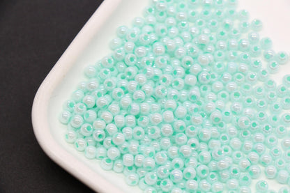 4mm Seafoam Green Pearlized Glass Beads, Round Glass Spacer Beads for Bracelets, DIY Jewelry Supplies #3996