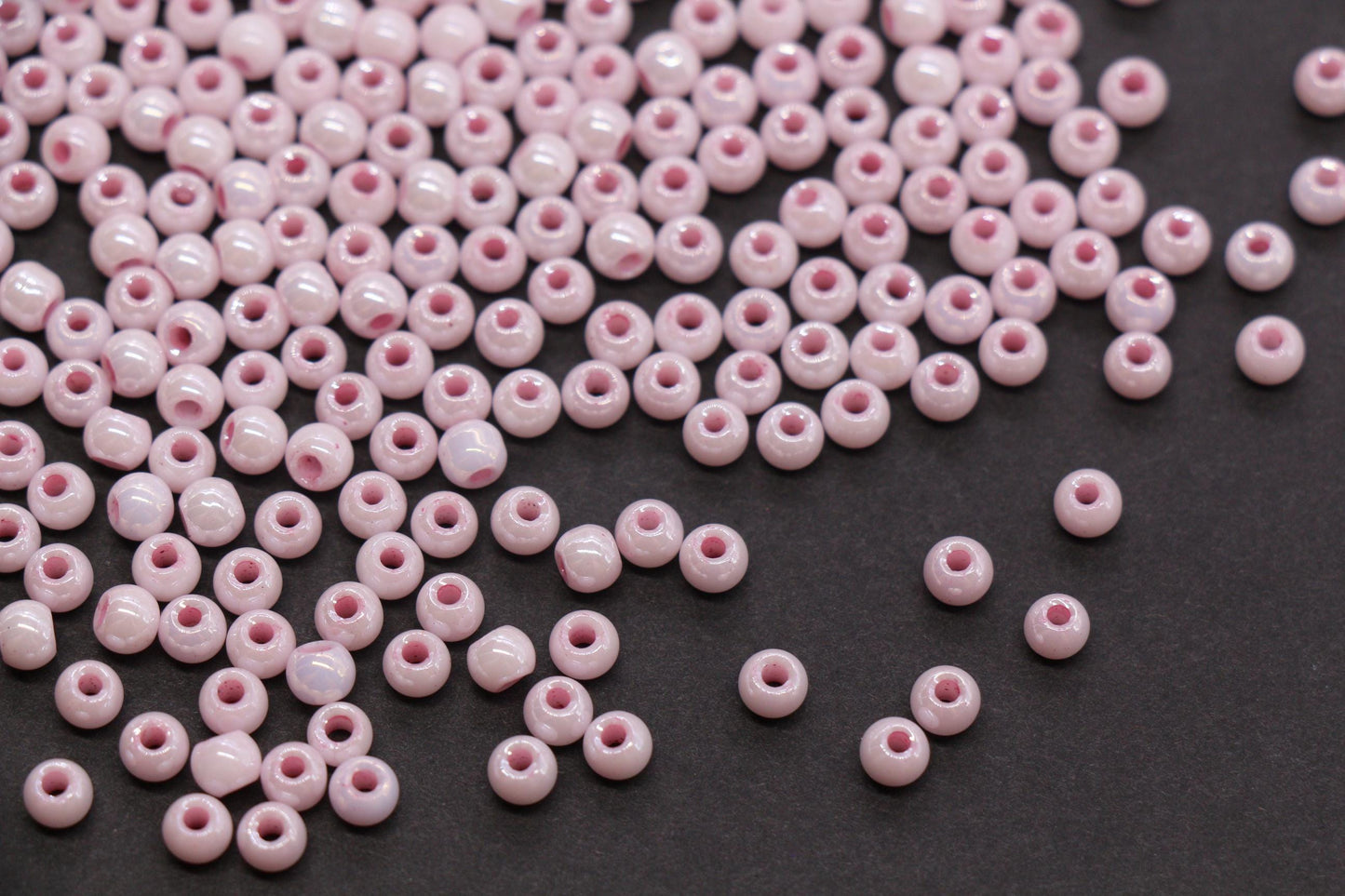 4mm Rose Pink Pearlized Glass Beads, Round Glass Spacer Beads for Bracelets, DIY Jewelry Supplies #3997