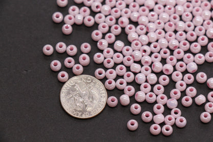 4mm Rose Pink Pearlized Glass Beads, Round Glass Spacer Beads for Bracelets, DIY Jewelry Supplies #3997