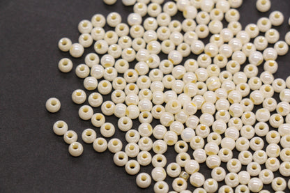4mm Ivory Cream Pearlized Glass Beads, Round Glass Spacer Beads for Bracelets, DIY Jewelry Supplies #3998