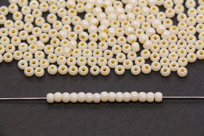 4mm Buttercream Pearlized Glass Beads, Round Glass Spacer Beads for Bracelets, DIY Jewelry Supplies #3999