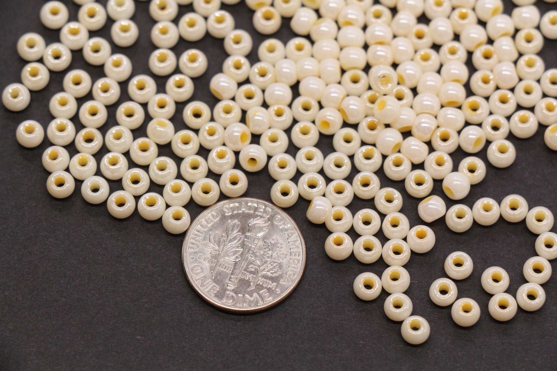 4mm Buttercream Pearlized Glass Beads, Round Glass Spacer Beads for Bracelets, DIY Jewelry Supplies #3999